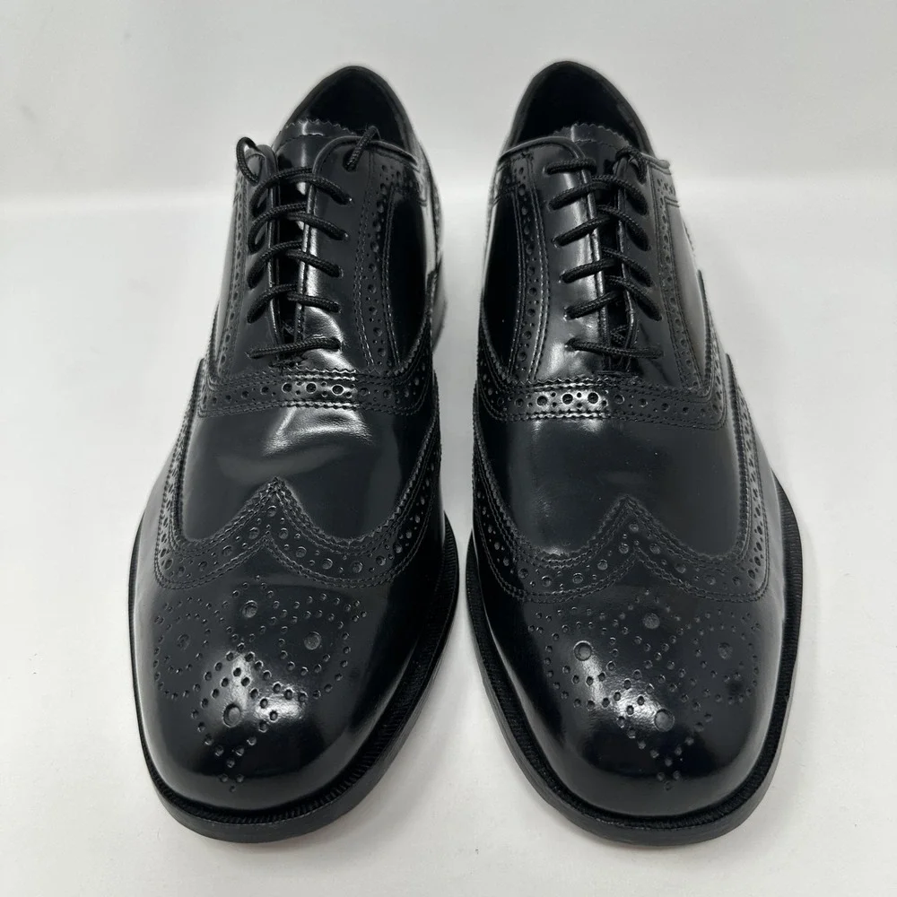 Florsheim Lexington‎ Dress Shoes Mens 8.5D Black Wingtip Oxford Brogue Leather